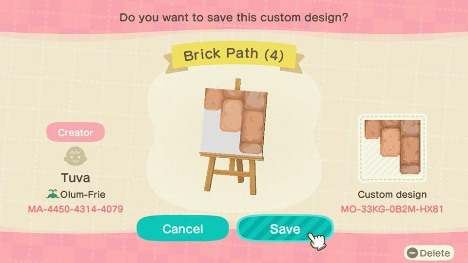 Animal Crossing Design Code: MO-33KG-0B2M-HX81 Brick Path (4)