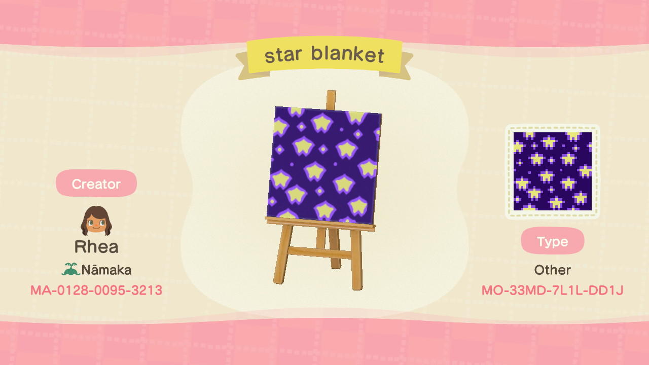 Animal Crossing Design Code: MO-33MD-7L1L-DD1J Star Blanket