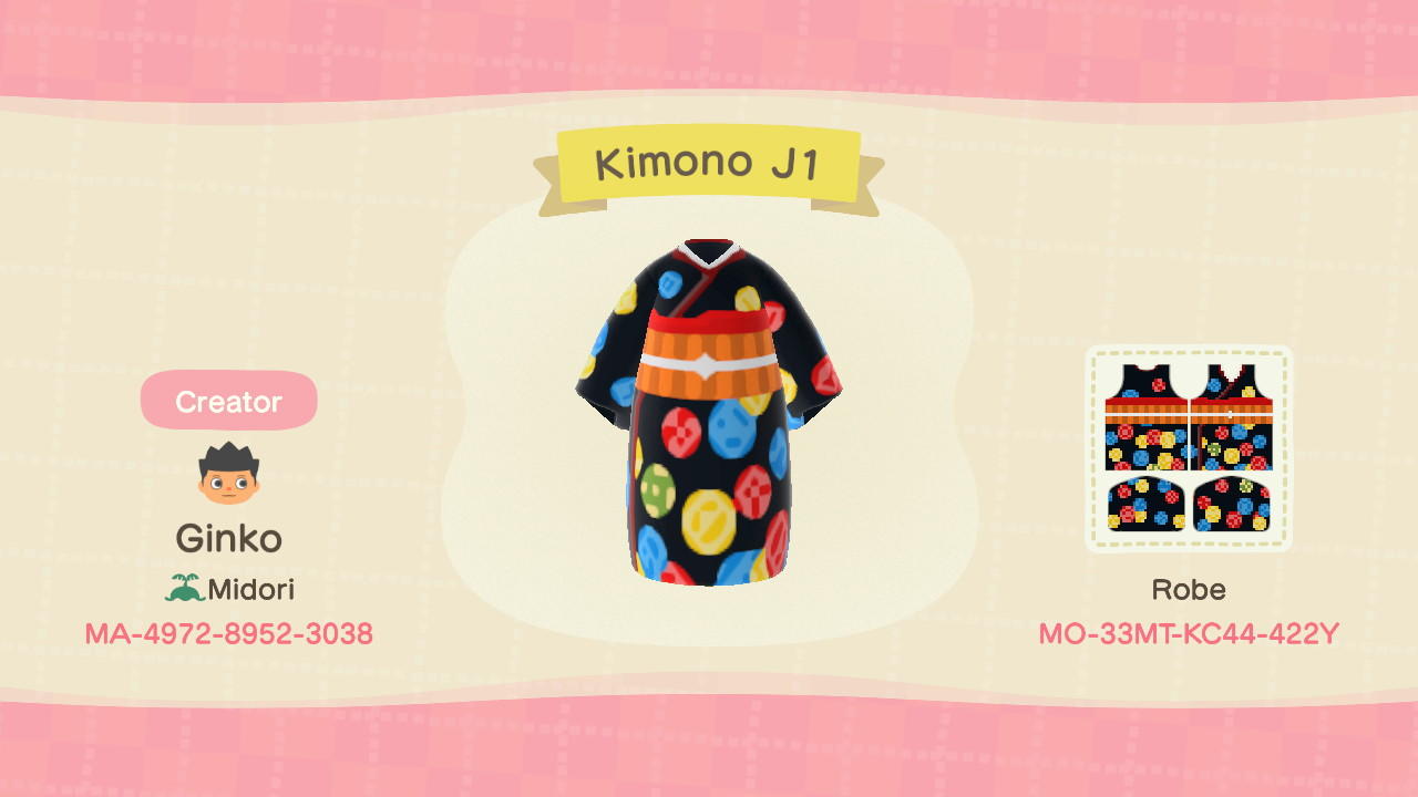 Animal Crossing Design Code: MO-33MT-KC44-422Y Kimono J1