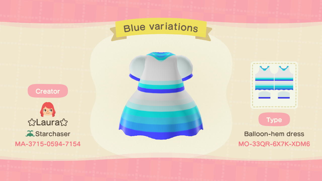 Animal Crossing Design Code: MO-33QR-6X7K-XDM6 Blue variations