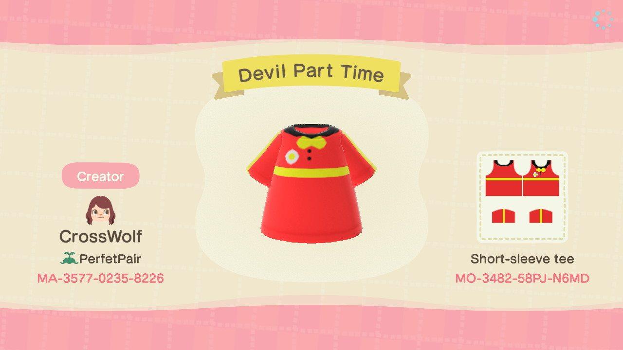 Animal Crossing Design Code: MO-3482-58PJ-N6MD Devil Part timer