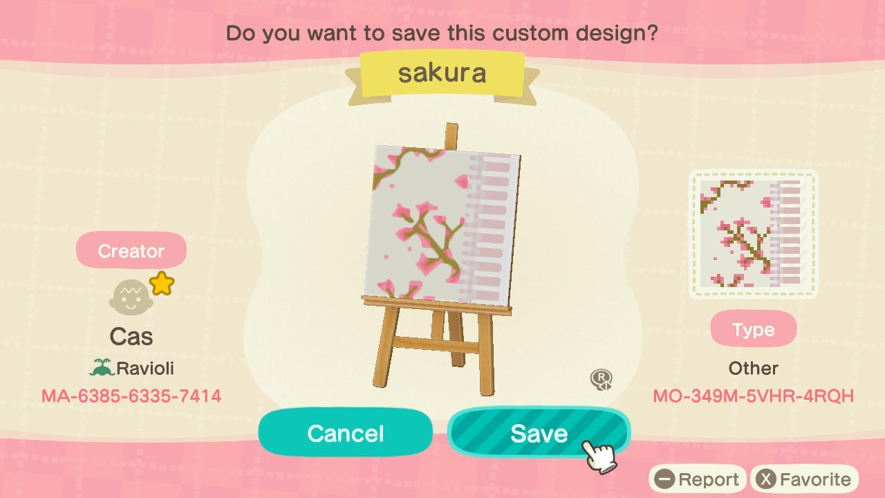 Animal Crossing Design Code: MO-349M-5VHR-4RQH Sakura Rug R