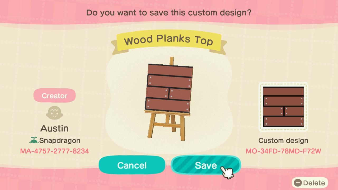 Animal Crossing Design Code: MO-34FD-78MD-F72W Wooden Planks (2/9)
