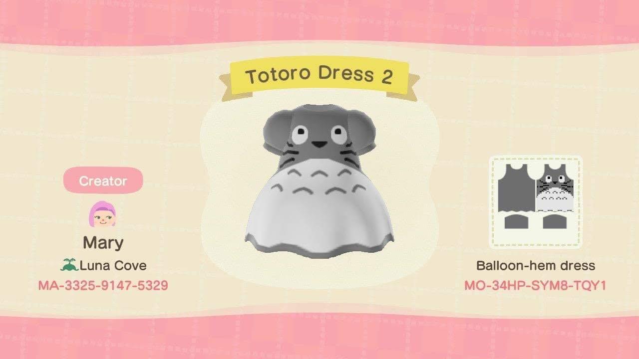 Animal Crossing Design Code: MO-34HP-SYM8-TQY1 Totoro Dress (2)