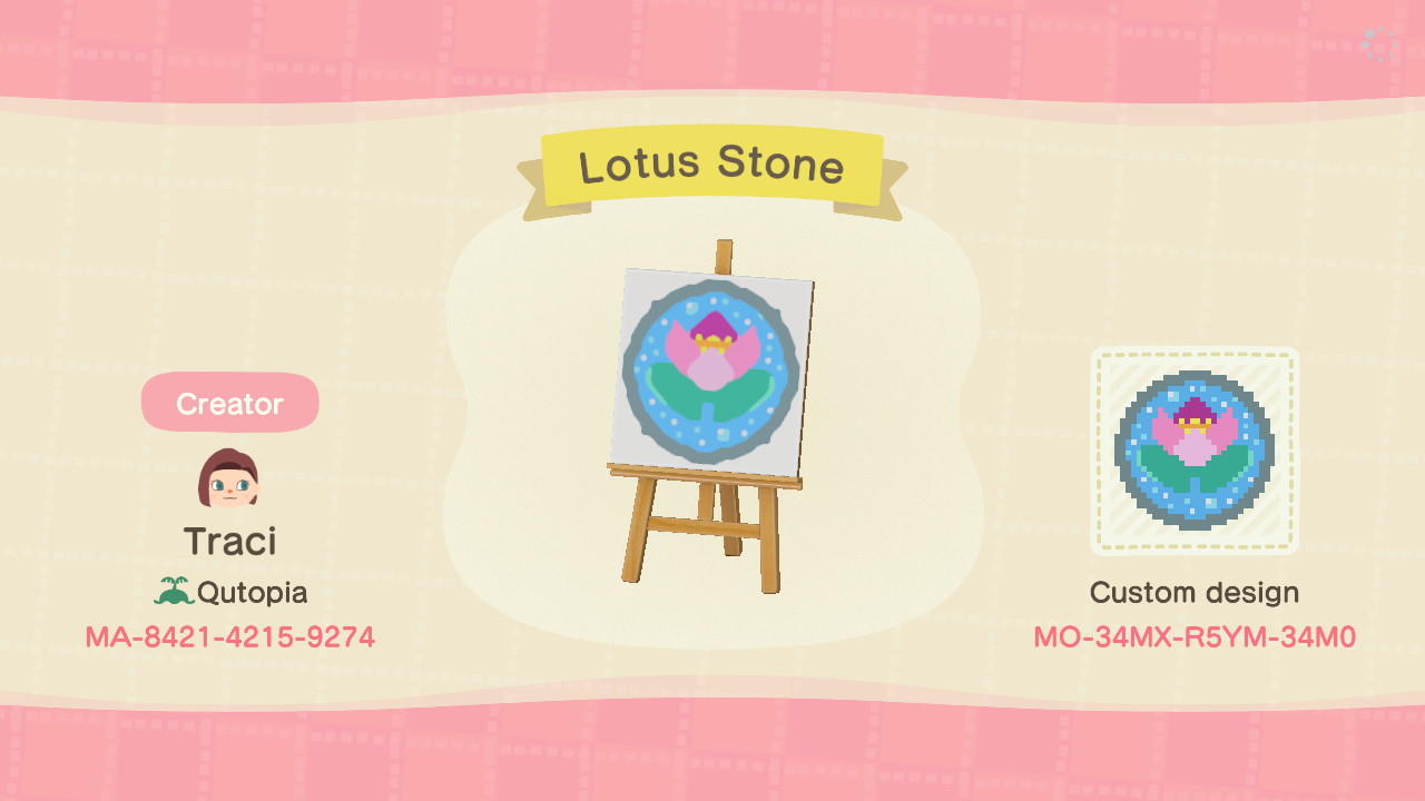 Animal Crossing Design Code: MO-34MX-R5YM-34M0 Lotus Stepping-Stone