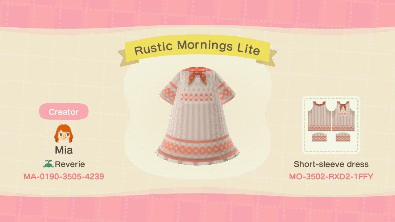 Animal Crossing Design Code: MO-3502-RXD2-1FFY Rustic Mornings Lite