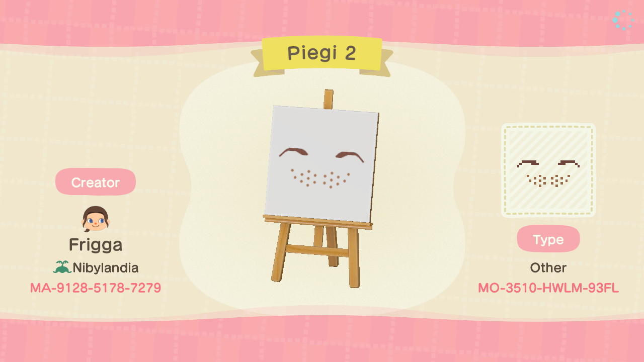 Animal Crossing Design Code: MO-3510-HWLM-93FL Freckles&Eyebrows 2