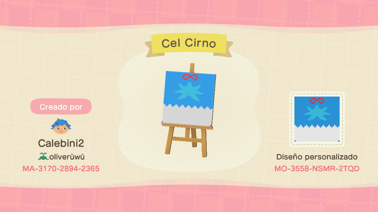 Animal Crossing Design Code: MO-3558-NSMR-2TQD Cel Cirno