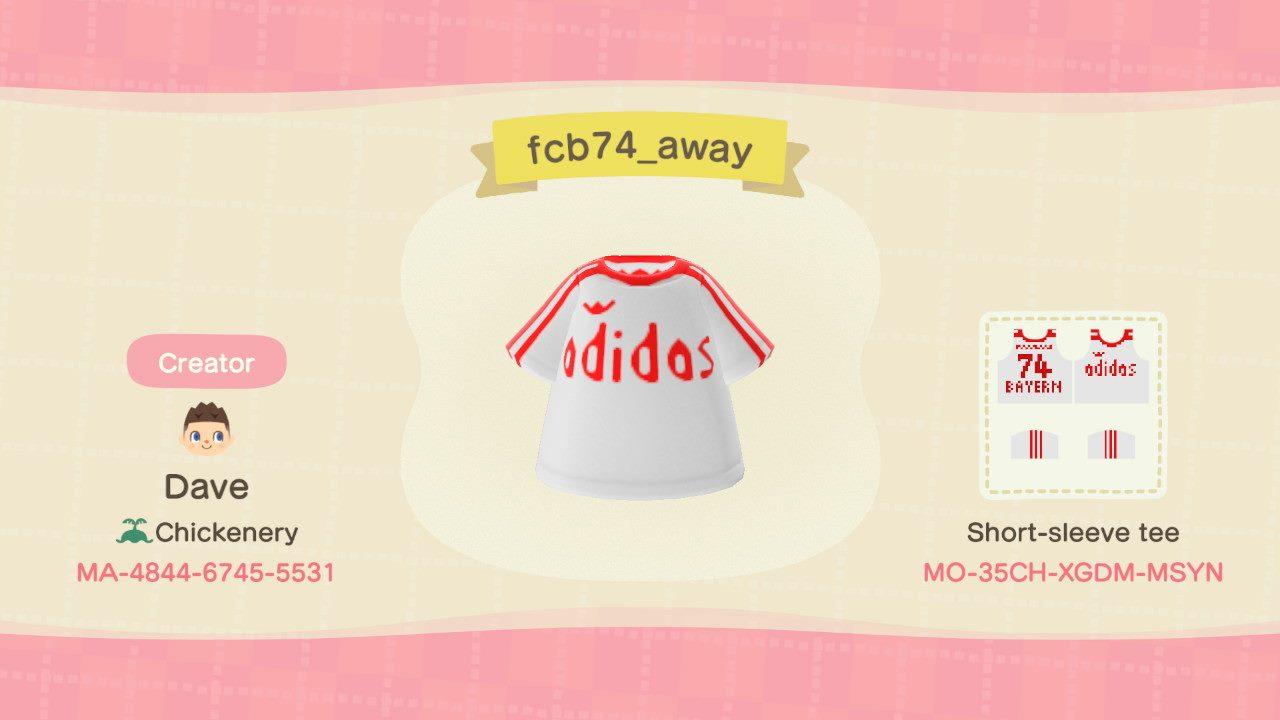 Animal Crossing Design Code: MO-35CH-XGDM-MSYN FC Bayern 74/75 Away