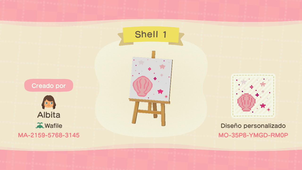 Animal Crossing Design Code: MO-35P8-YMGD-RM0P Shell 1
