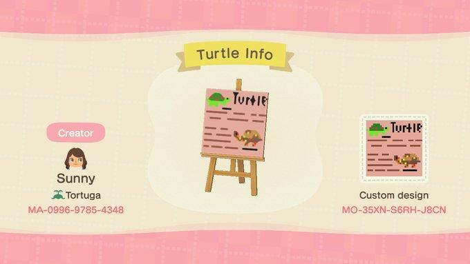 Animal Crossing Design Code: MO-35XN-S6RH-J8CN Turtle Info