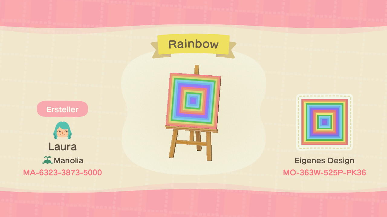 Animal Crossing Design Code: MO-363W-525P-PK36 Rainbow