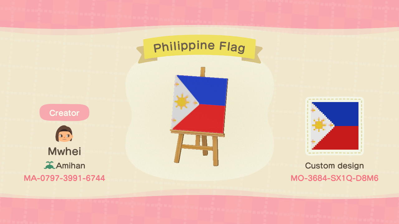 Animal Crossing Design Code: MO-3684-SX1Q-D8M6 Philippine Flag