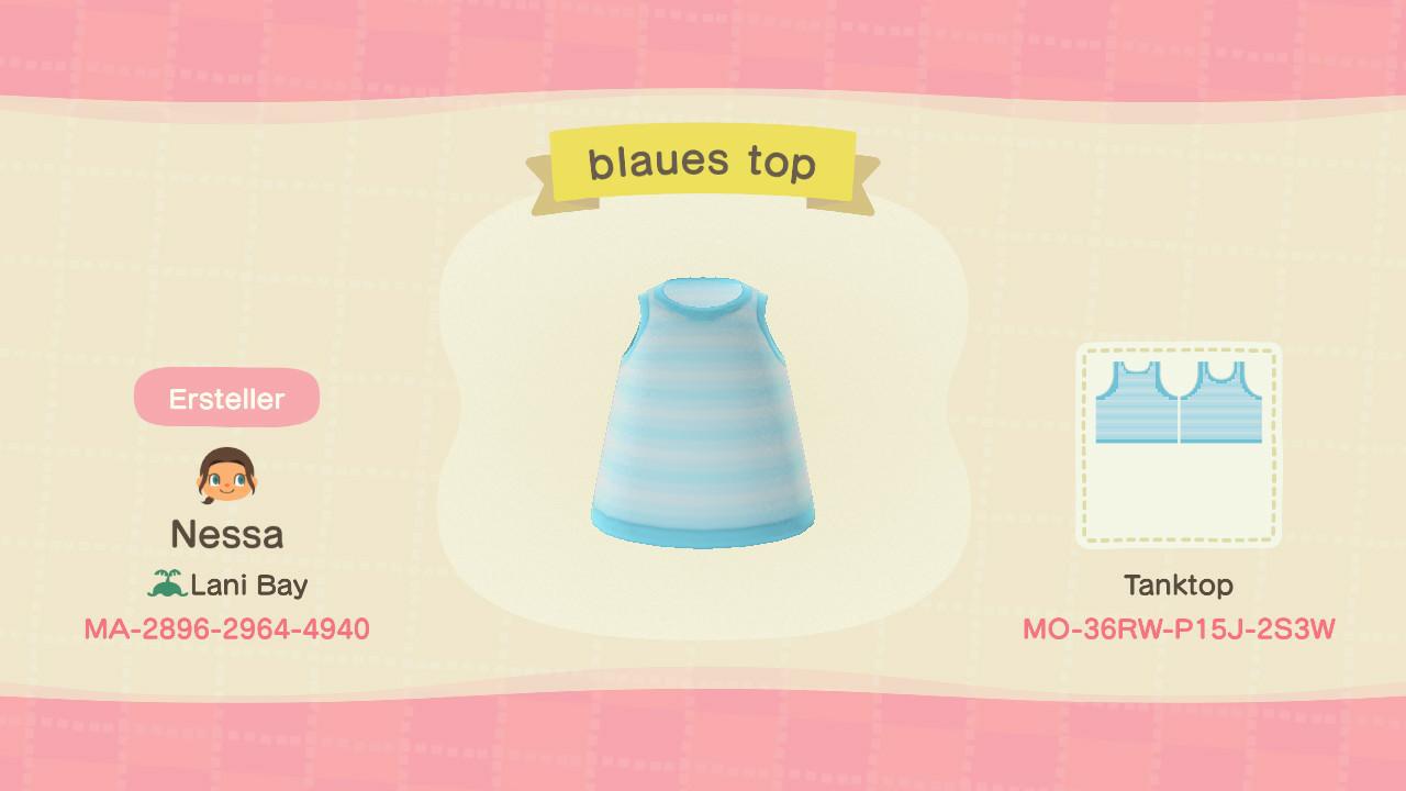 Animal Crossing Design Code: MO-36RW-P15J-2S3W blaues top
