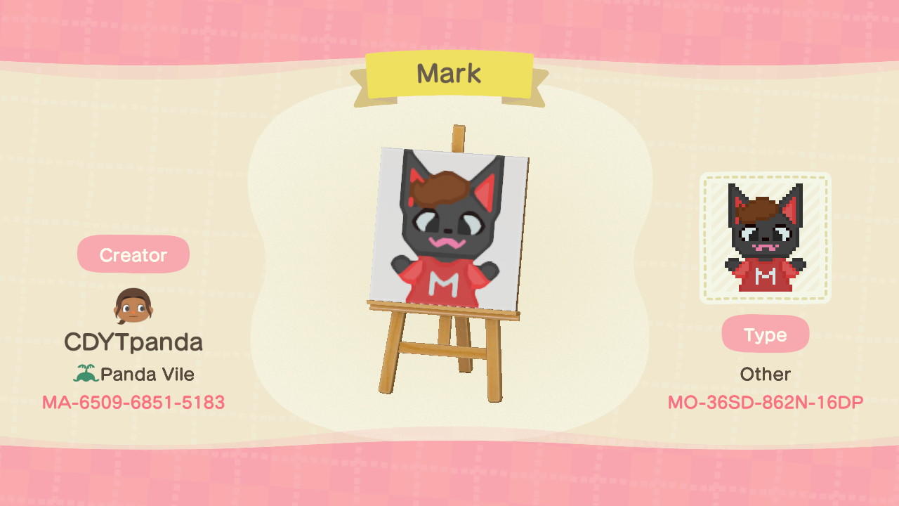 Animal Crossing Design Code: MO-36SD-862N-16DP Markiplier