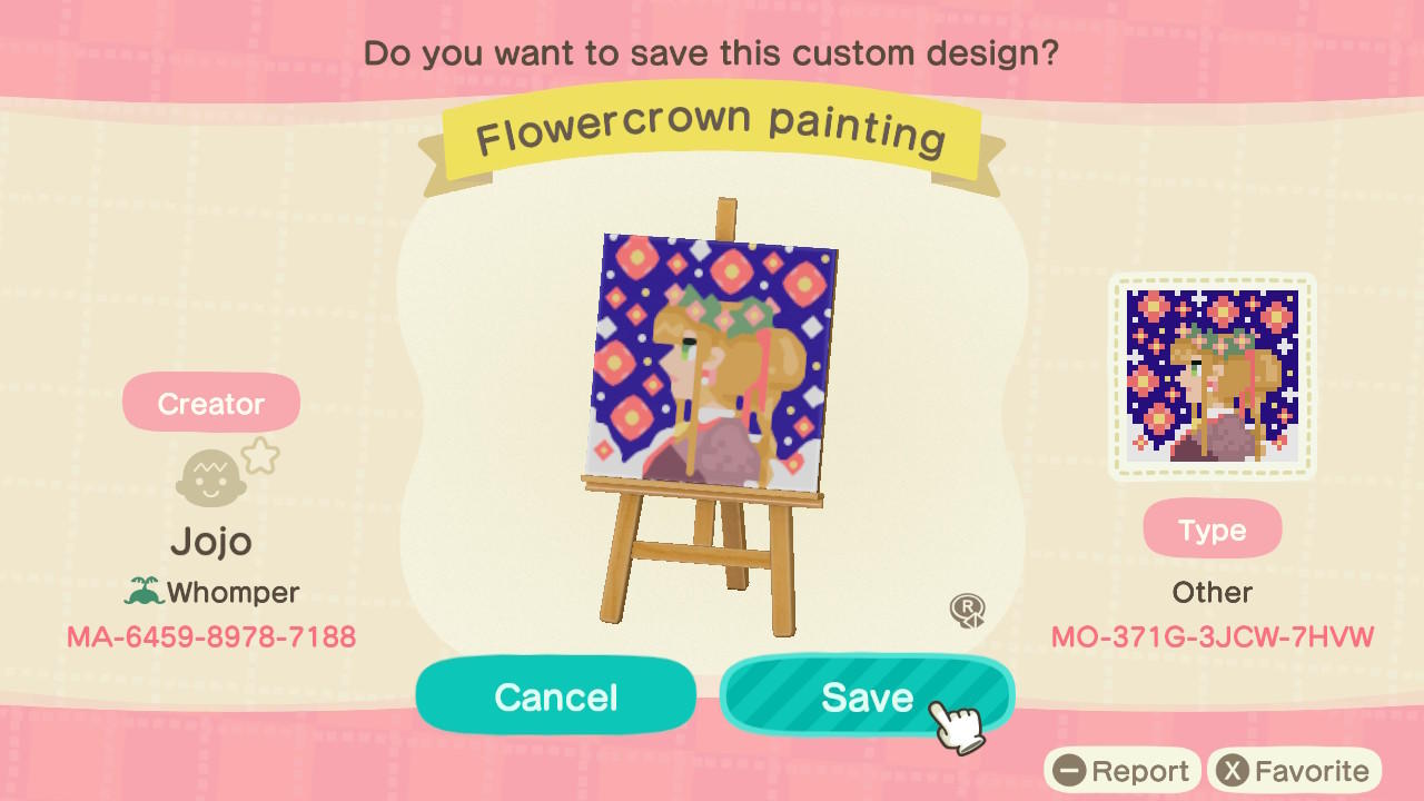 Animal Crossing Design Code: MO-371G-3JCW-7HVW Flowercrown Painting