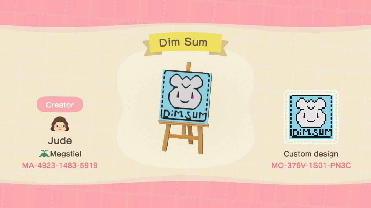 Animal Crossing Design Code: MO-3763-1S01-PN3C Dim Sum