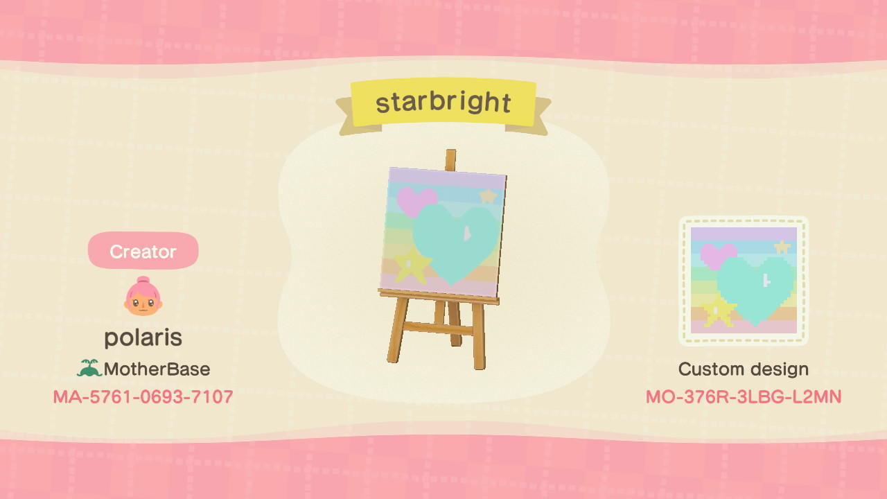 Animal Crossing Design Code: MO-376R-3LBG-L2MN starbright