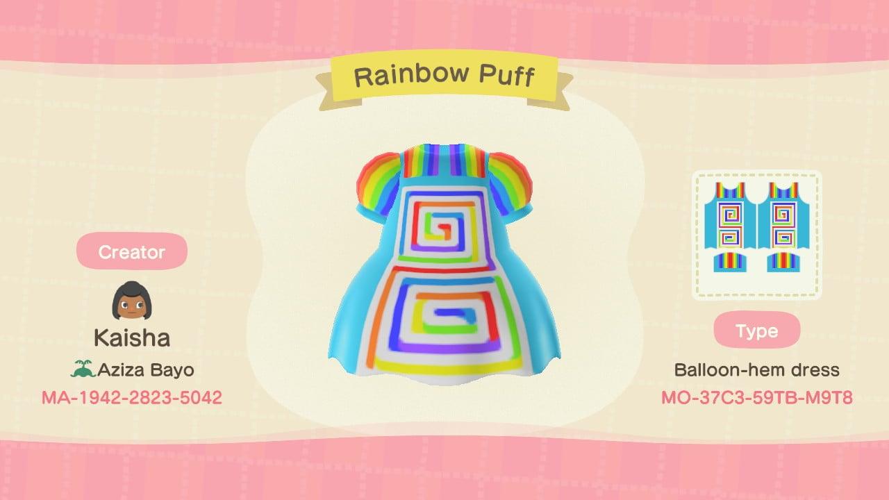 Animal Crossing Design Code: MO-37C3-59TB-M9T8 Rainbow Puff