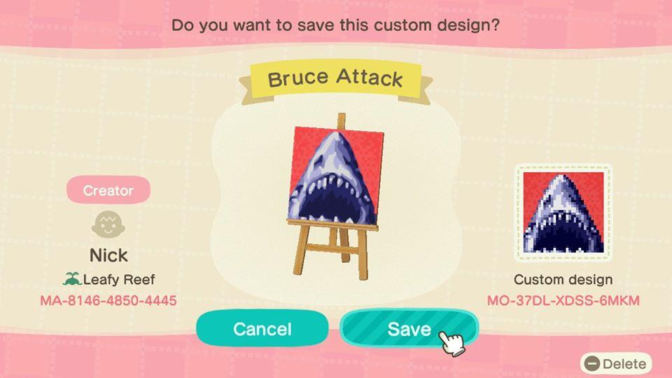 Animal Crossing Design Code: MO-37DL-XDSS-6MKM Bruce Attack