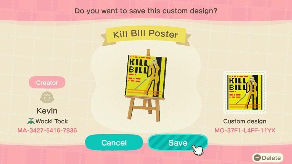 Animal Crossing Design Code: MO-37F1-L4FF-11YX Kill Bill Poster
