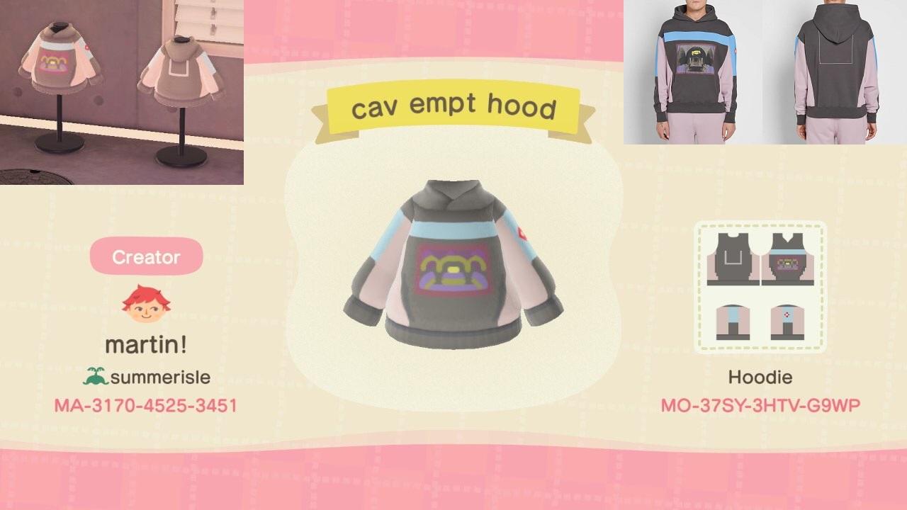 Animal Crossing Design Code: MO-37SY-3HTV-G9WP Cav Empt Hoodie
