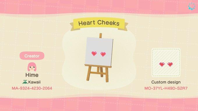 Animal Crossing Design Code: MO-37YL-H49D-S2R7 Heart Cheeks