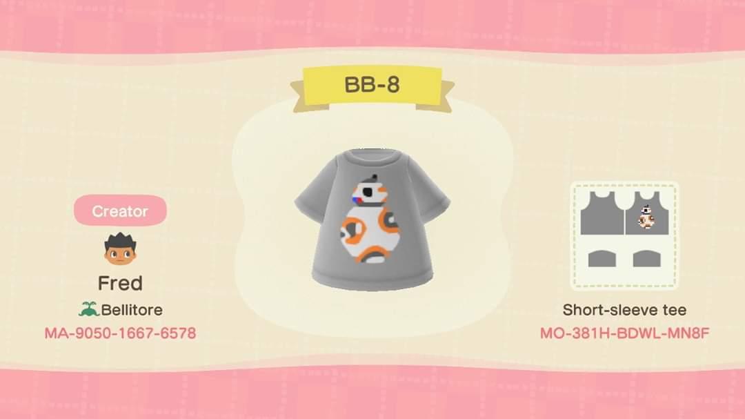 Animal Crossing Design Code: MO-381H-BDWL-MN8F BB-8 T-shirt