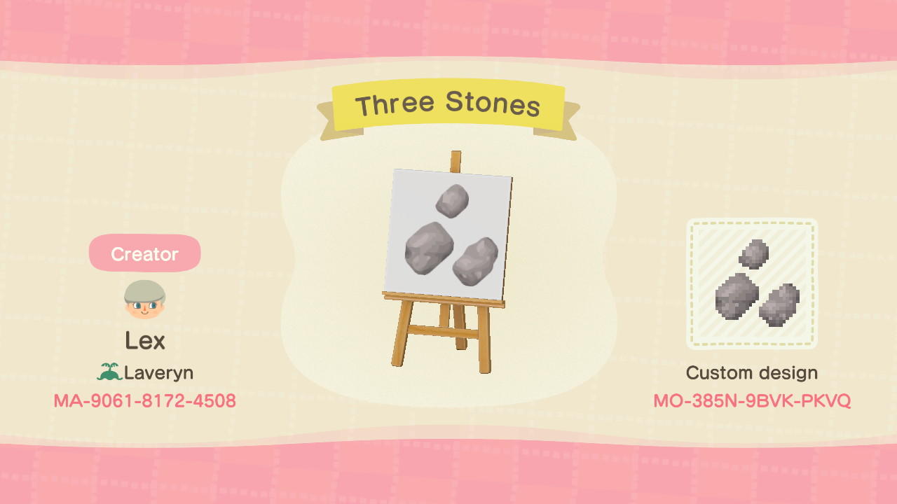 Animal Crossing Design Code: MO-385N-9BVK-PVKQ Three Stones