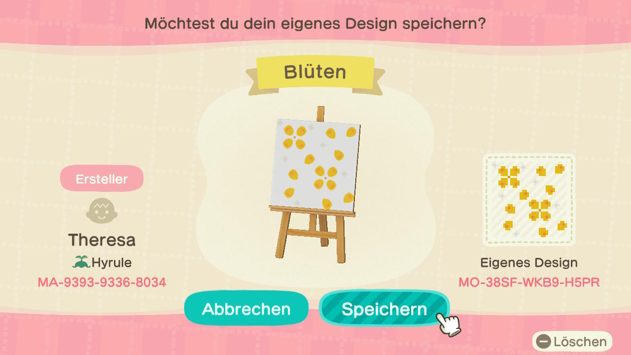 Animal Crossing Design Code: MO-38SF-WKB9-H5PR Blüten