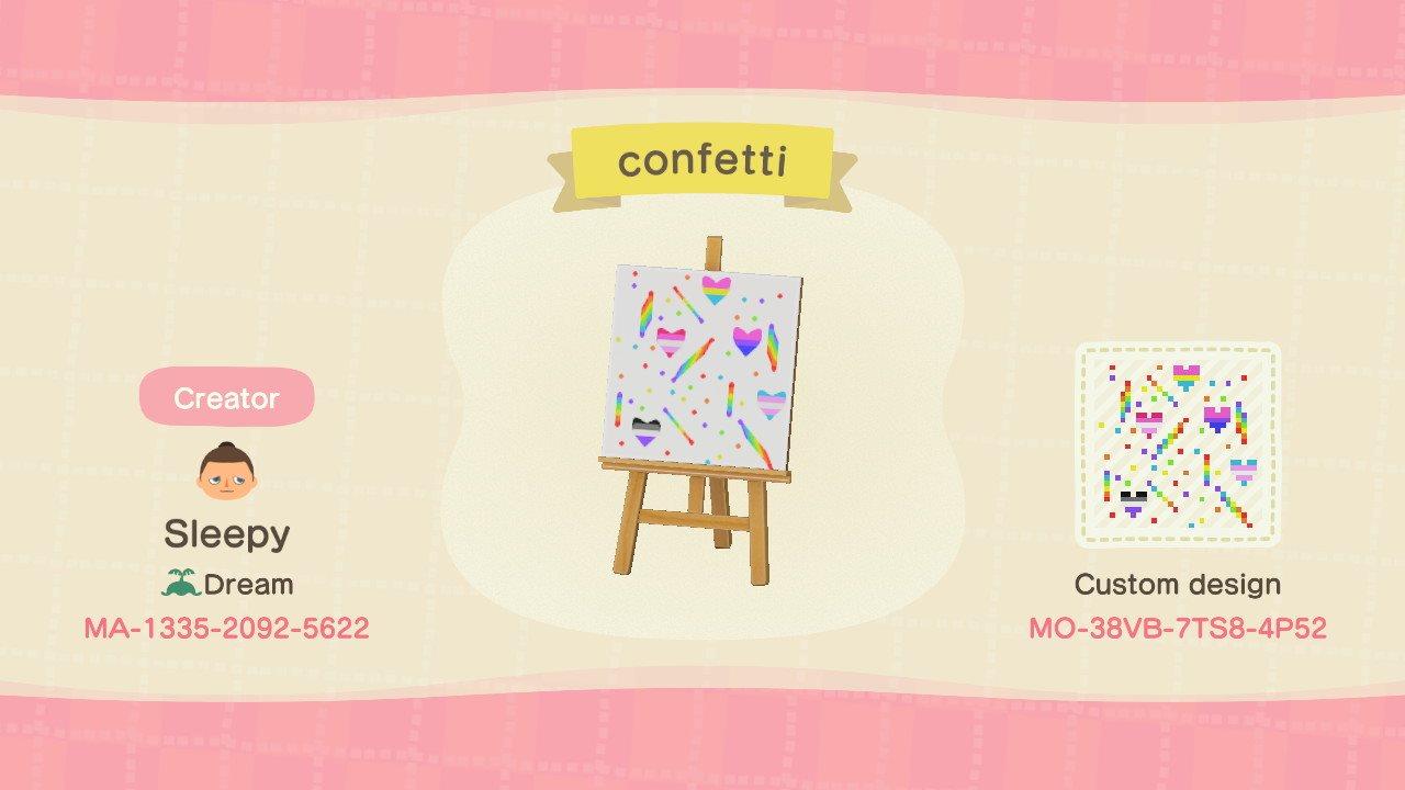 Animal Crossing Design Code: MO-38VB-7TS8-4P52 pride confetti