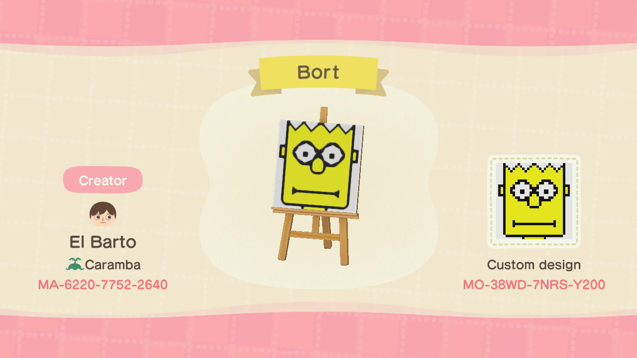 Animal Crossing Design Code: MO-38WD-7NRS-Y200 Bort