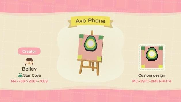 Animal Crossing Design Code: MO-39FC-8M5T-RHT4 Avo Phone