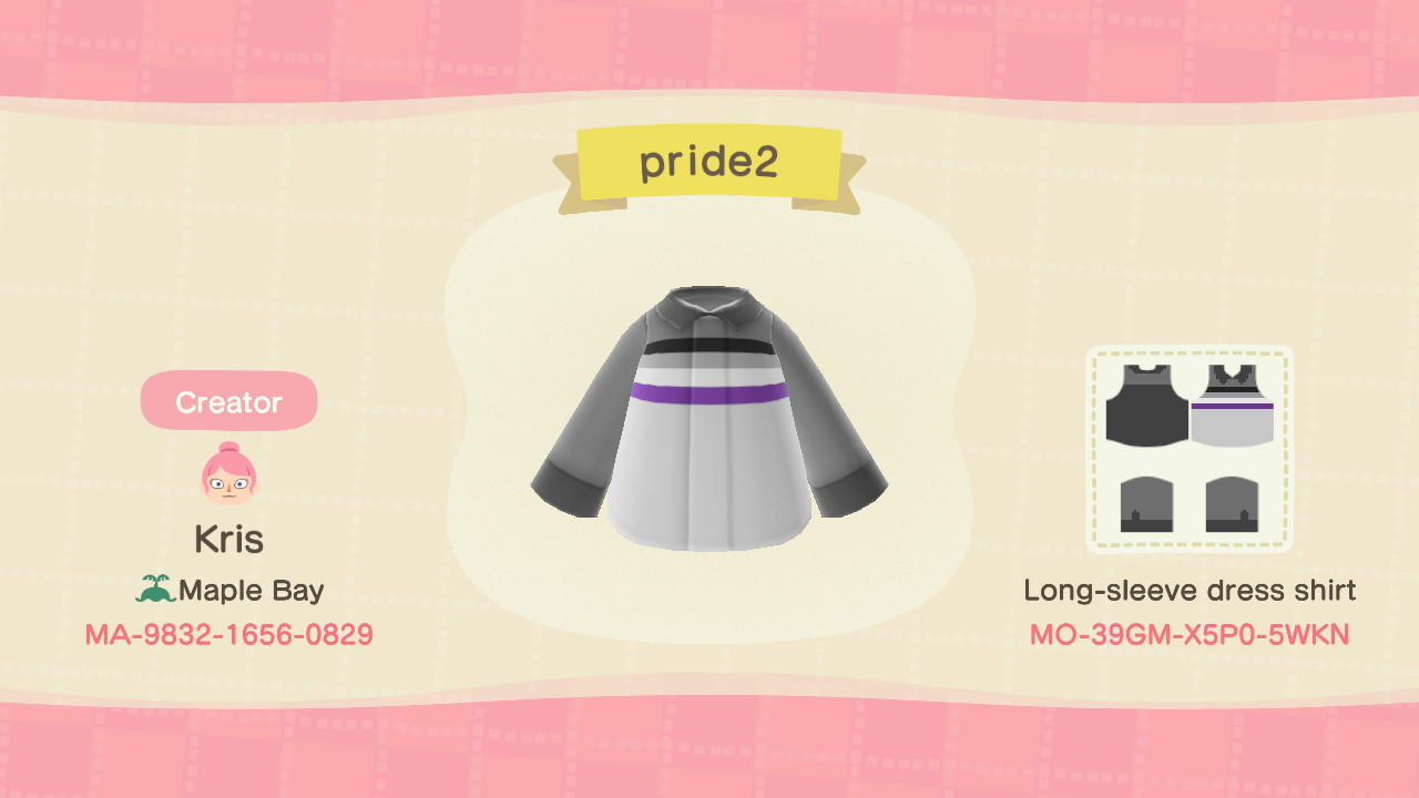 Animal Crossing Design Code: MO-39GM-X5P0-5WKN Ace Pride Shirt