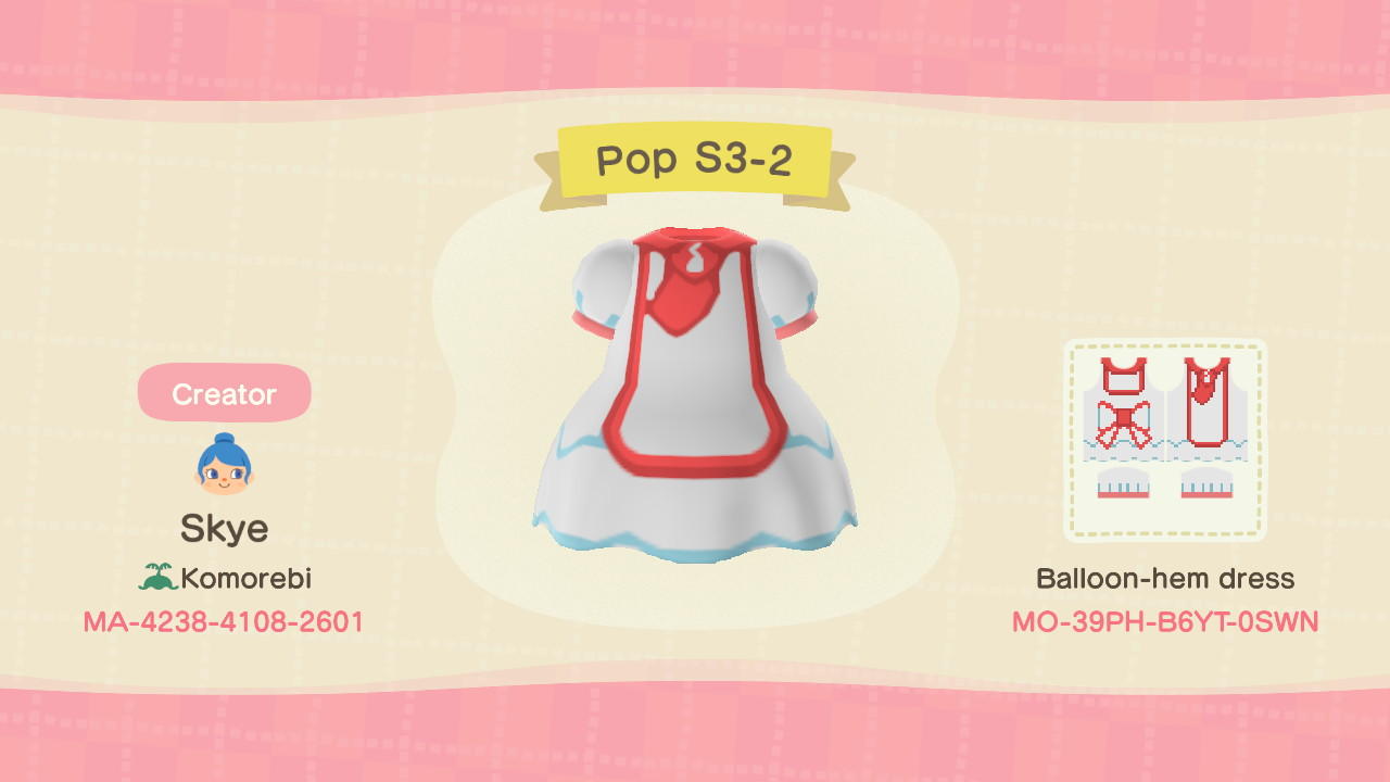 Animal Crossing Design Code: MO-39PH-B6YT-0SWN Pop S3-2