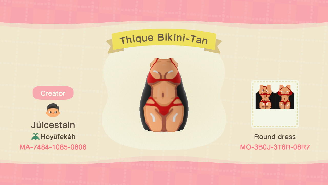 Animal Crossing Design Code: MO-3B0J-3T6R-08R7 Thique Bikini-Tan