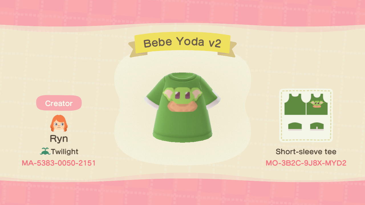 Animal Crossing Design Code: MO-3B2C-9J8X-MYD2 Bebe Yoda v2