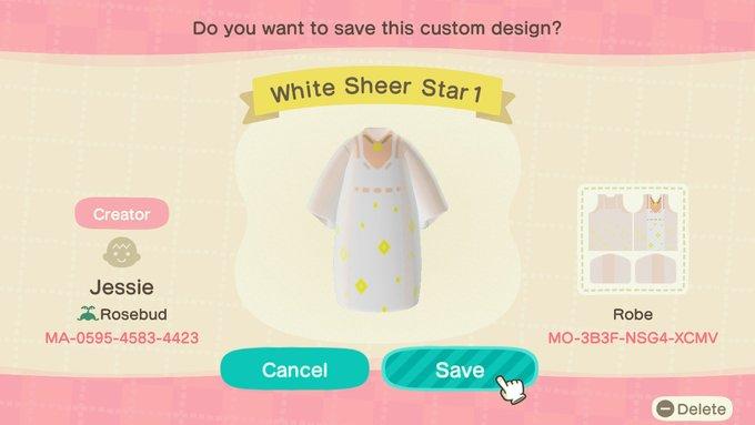 Animal Crossing Design Code: MO-3B3F-NSG4-XCMV White Sheer Star1