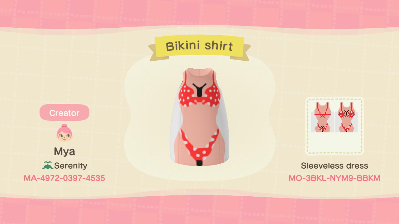 Animal Crossing Design Code: MO-3BKL-NYM9-BBKM Novelty Bikini Shirt