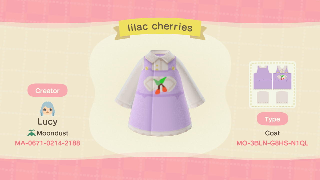 Animal Crossing Design Code: MO-3BLN-G8HS-N1QL lilac cherries