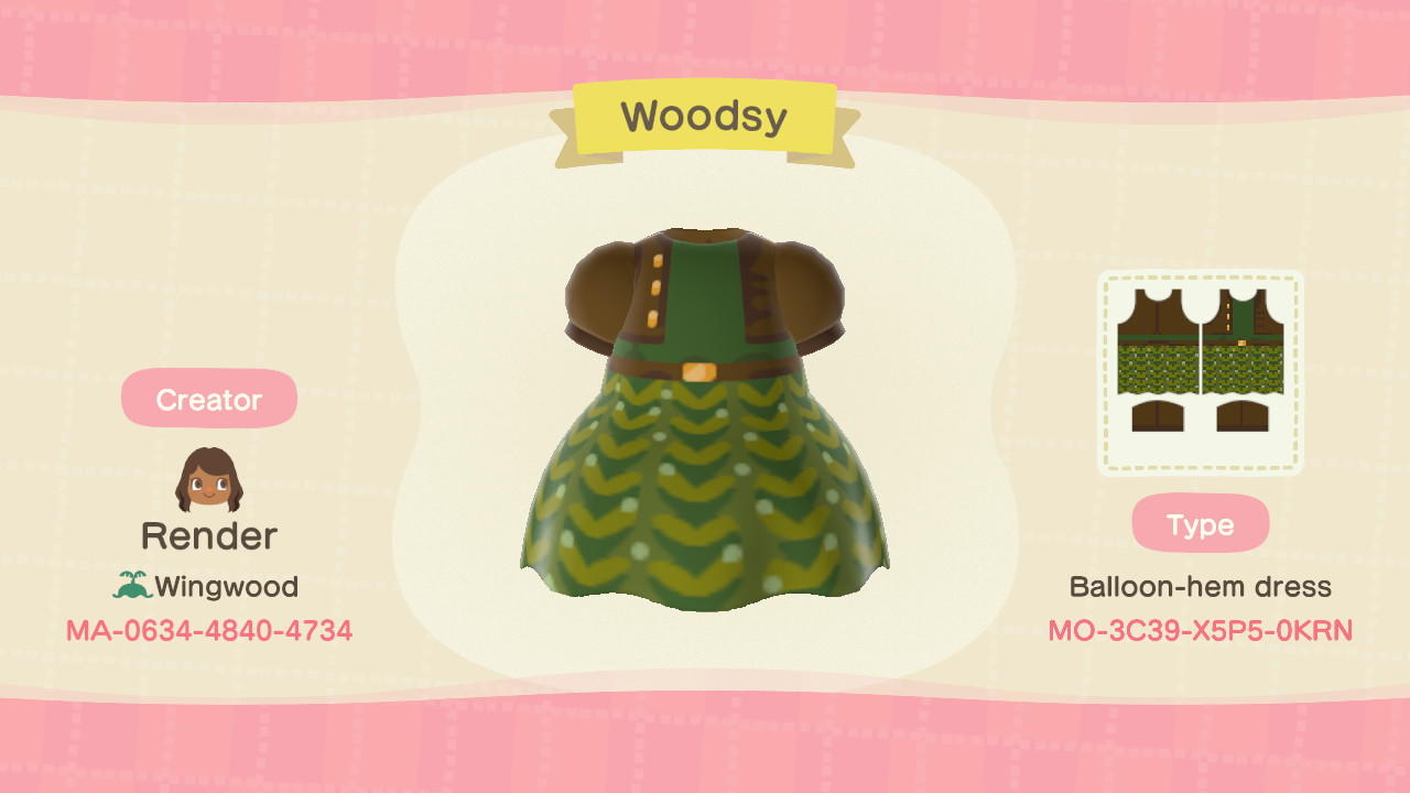 Animal Crossing Design Code: MO-3C39-X5P5-0KRN Woodsy