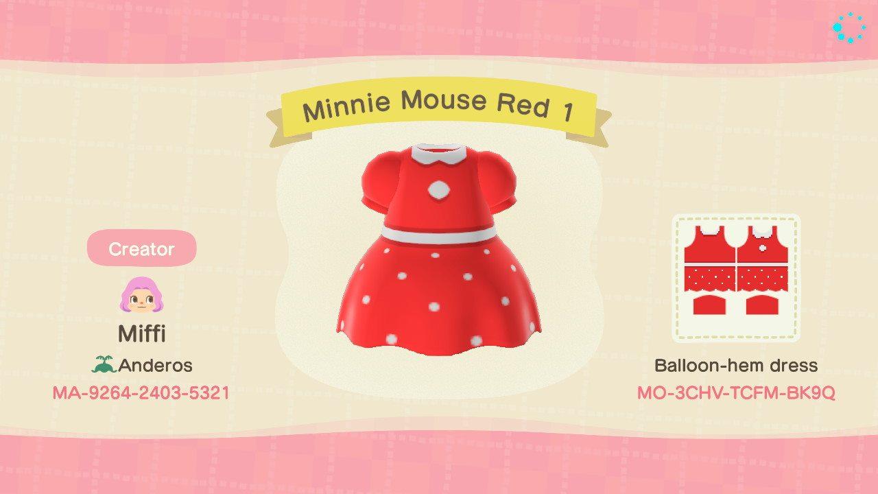 Animal Crossing Design Code: MO-3CHV-TCFM-BK9Q Minnie Mouse Red 1