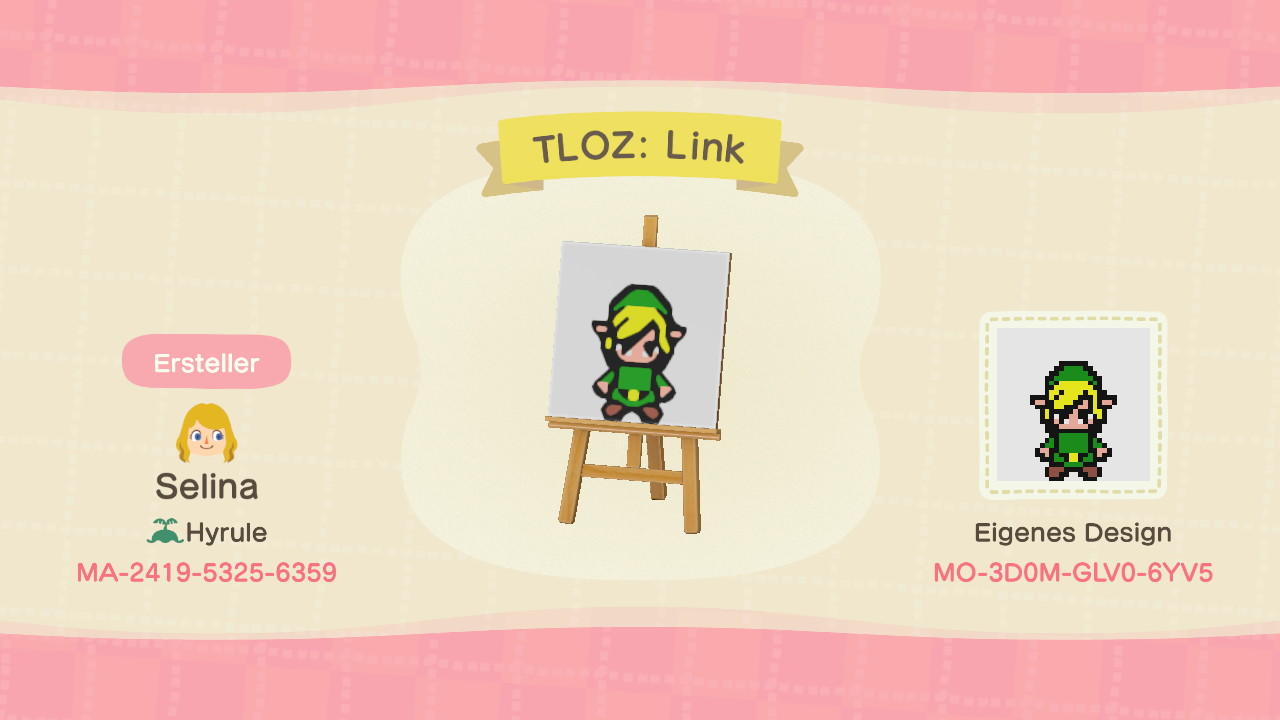 Animal Crossing Design Code: MO-3D0M-GLV0-6YV5 TLOZ Link