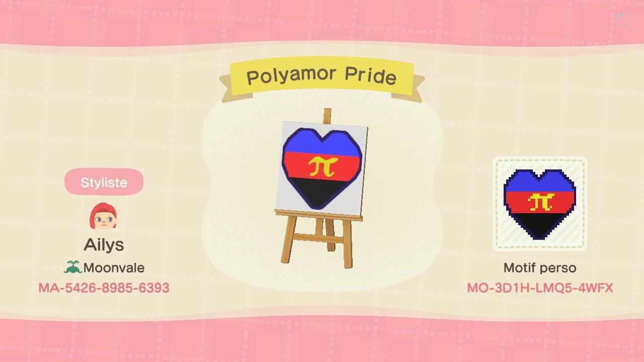 Animal Crossing Design Code: MO-3D1H-LMQ5-4WFX Polyamory PrideHeart