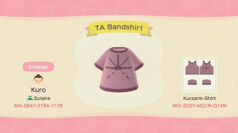 Animal Crossing Design Code: MO-3D5Y-MQ1N-Q14N TA Bandshirt