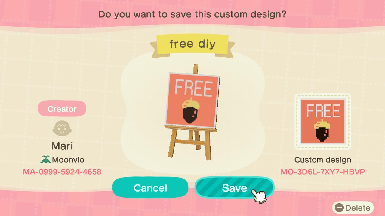 Animal Crossing Design Code: MO-3D6L-7XY7-HBVP free diy