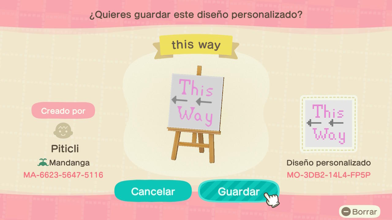 Animal Crossing Design Code: MO-3DB2-14L4-FP5P This Way
