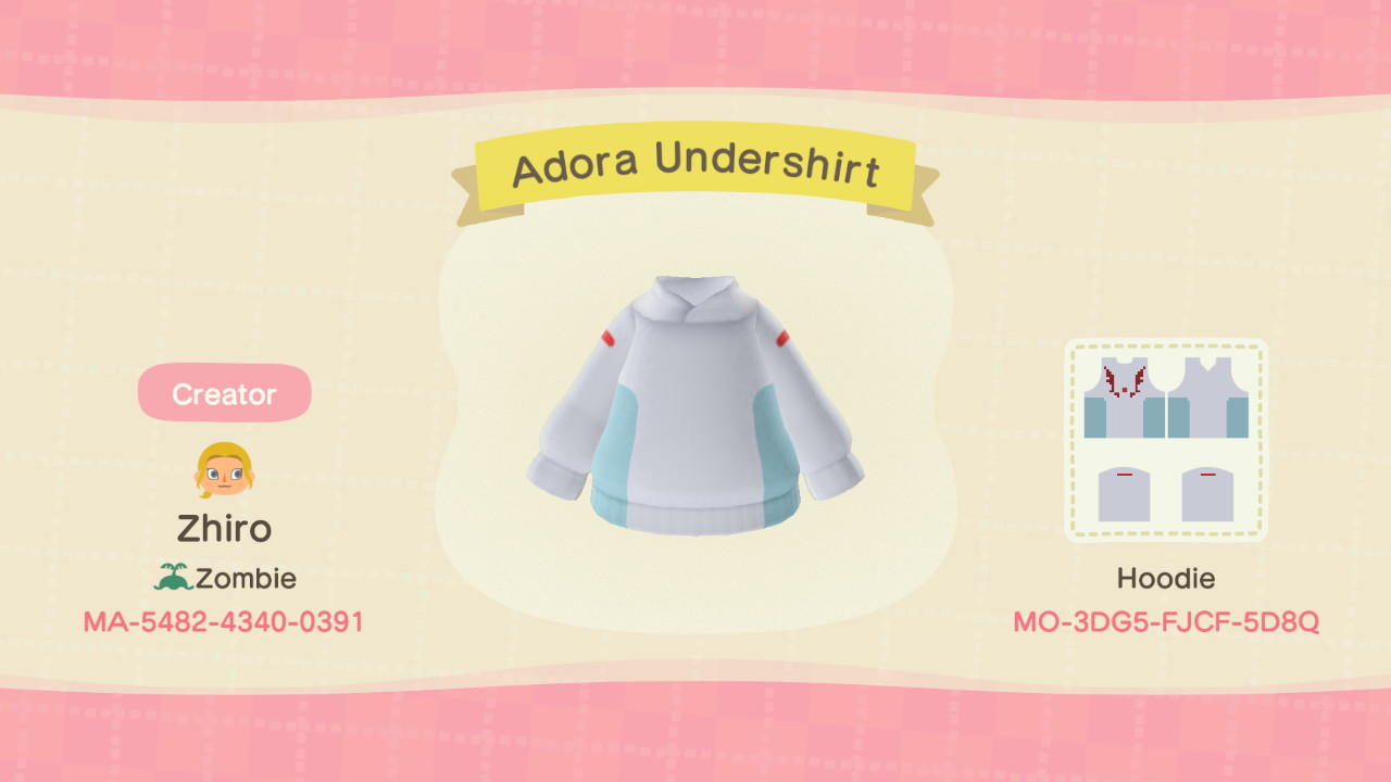 Animal Crossing Design Code: MO-3DG5-FJCF-5DBQ Adora Undershirt