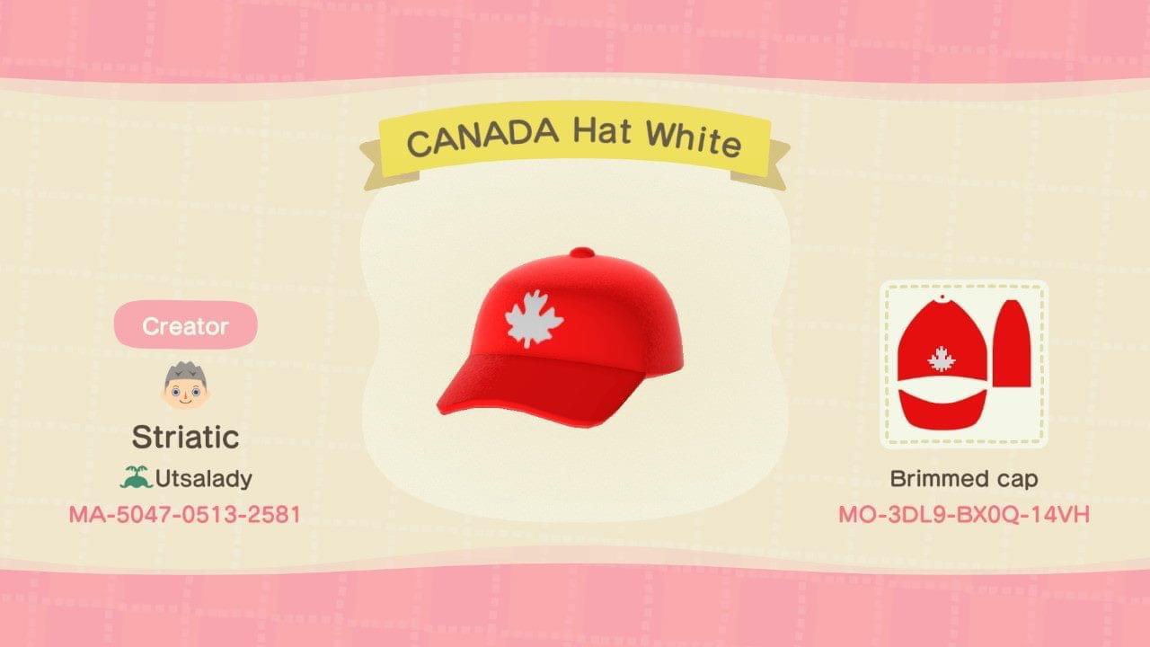 Animal Crossing Design Code: MO-3DL9-BX0Q-14VH Canada White Leaf