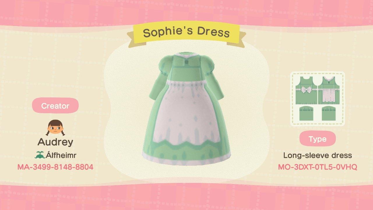 Animal Crossing Design Code: MO-3DXT-0TL5-0VHQ Sophie's Dress
